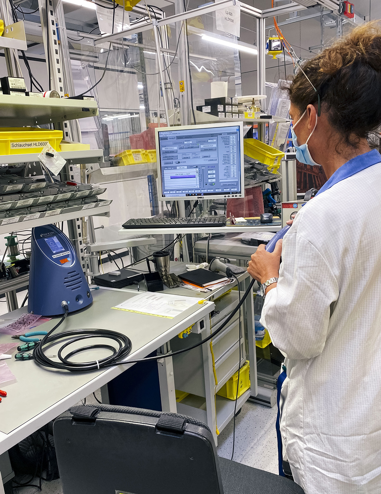 HLD6000 leak detector in production 