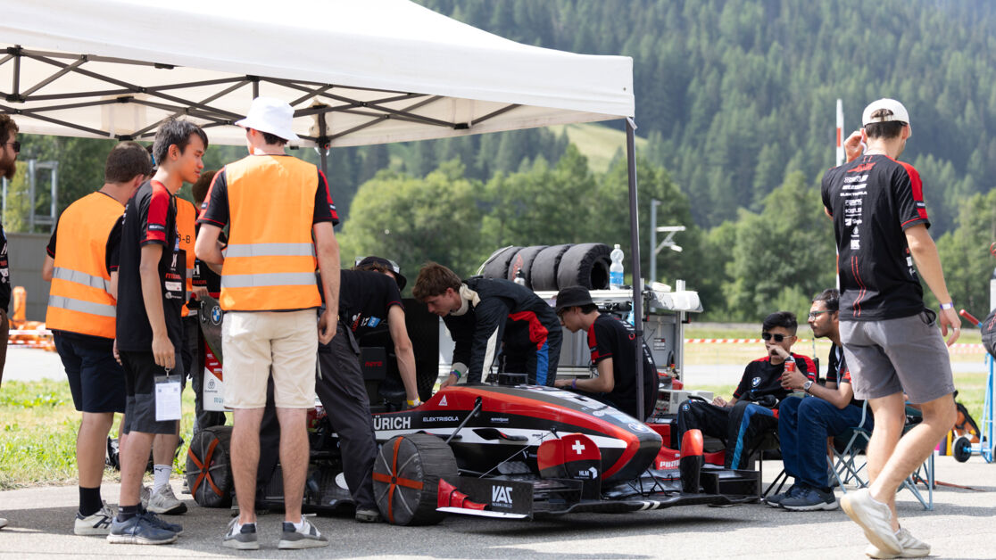 AMZ Racing Car Nera at formula students race in Geschinen Switzerland - pit AMZ Racing Car Nera at formula students race in Geschinen Switzerland - pit