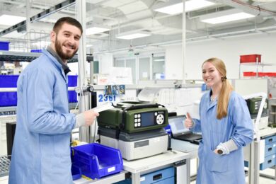 Employees in the clean room Employees in the clean room