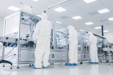 Technicians working in a semiconductor factory