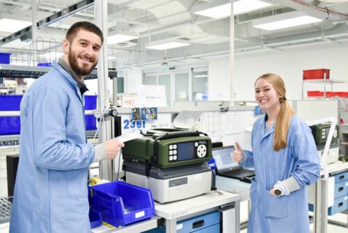 Employees in the clean room Employees in the clean room
