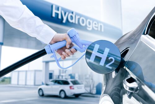 Refueling a car with hydrogen. Hydrogen refueling
