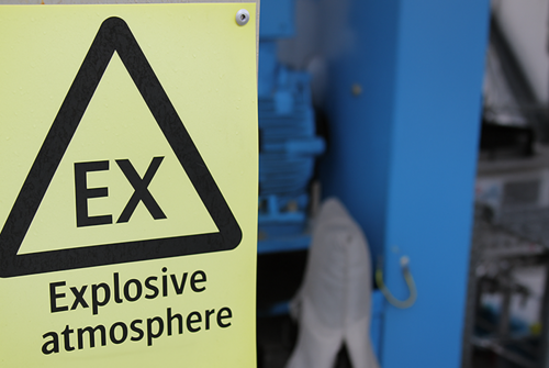 EX sign indicating potentially explosive environment EX sign indicating potentially explosive environment