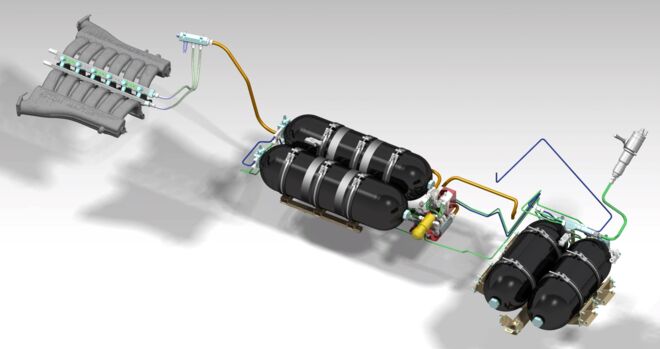 완전한 하이브리드 수소 연료 충전 시스템의 3D 렌더링 3D-rendering-of-complete-Hybrid-Hydrogen-fuelling-system