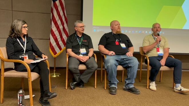 INFICON's Jennifer Robinson moderates a discussion panel between three device makers at the SEMI FOA meeting in Q2 2025. INFICON's Jennifer Robinson moderates a discussion panel between three device makers at the SEMI FOA meeting in Q2 2025.