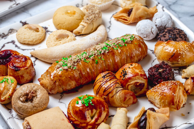 side-view-mix-cookies-with-walnut-chocolate-chips-cottage-cheese-puff-pastry-vanilla-sugar-powder